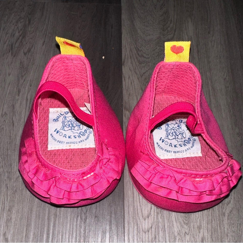 Build A Bear Pink Ruffle Flat Shoes 2010 Girlie Build A Bear Workshop Shoes BABW